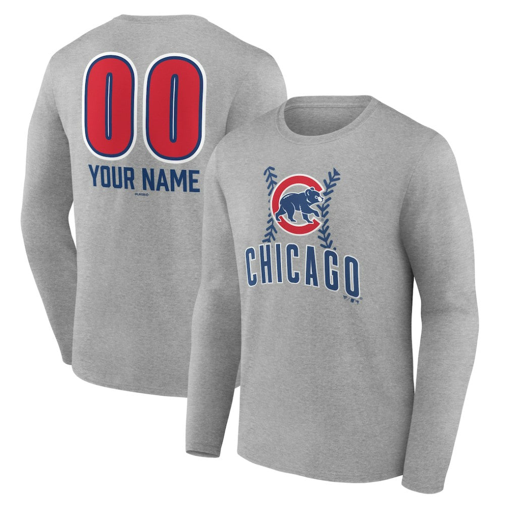 Chicago Cubs Personalized Name & Number Fastball Long Sleeve T-Shirt - MLB T-shirts