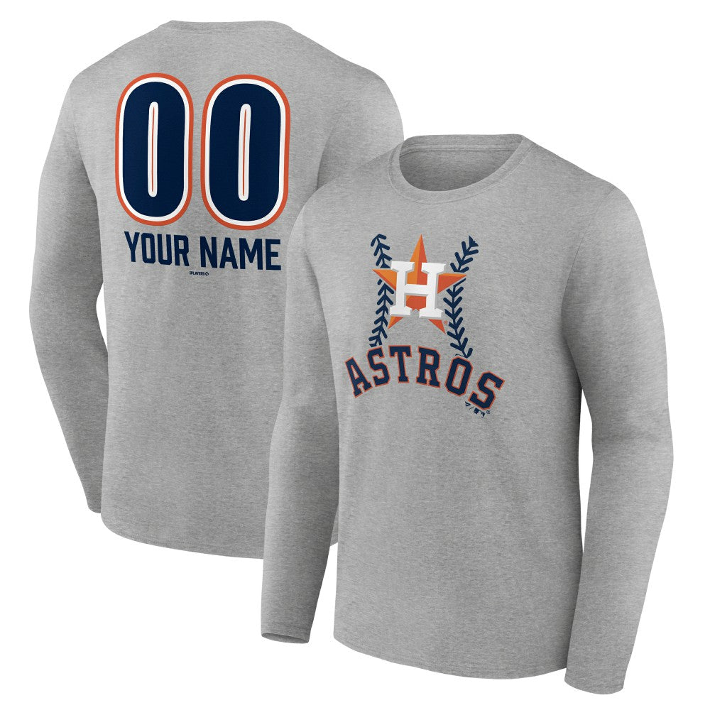 Houston Astros Personalized Name & Number Fastball Long Sleeve T-Shirt - MLB T-shirts