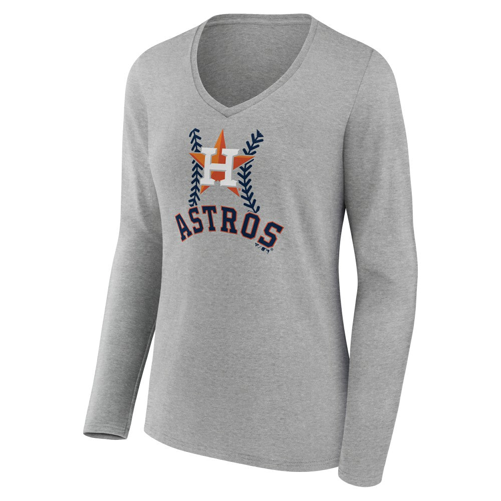 Houston Astros Women's Personalized Name & Number Fastball Long Sleeve V-Neck T-Shirt - MLB T-shirts