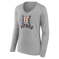 Houston Astros Women's Personalized Name & Number Fastball Long Sleeve V-Neck T-Shirt - MLB T-shirts