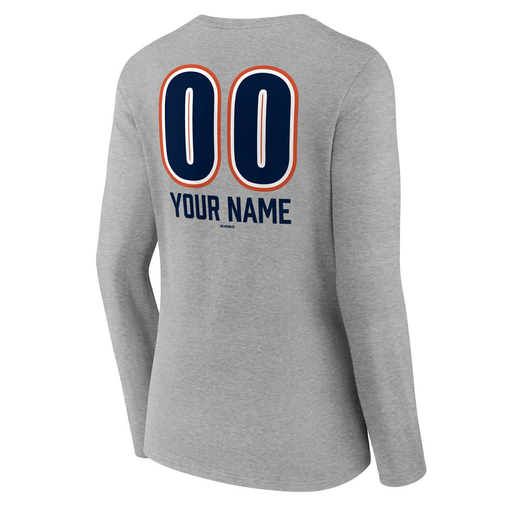 Houston Astros Women's Personalized Name & Number Fastball Long Sleeve V-Neck T-Shirt - MLB T-shirts