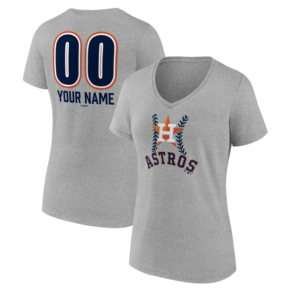 Houston Astros Women's Personalized Name & Number Fastball V-Neck T-Shirt - MLB T-shirts