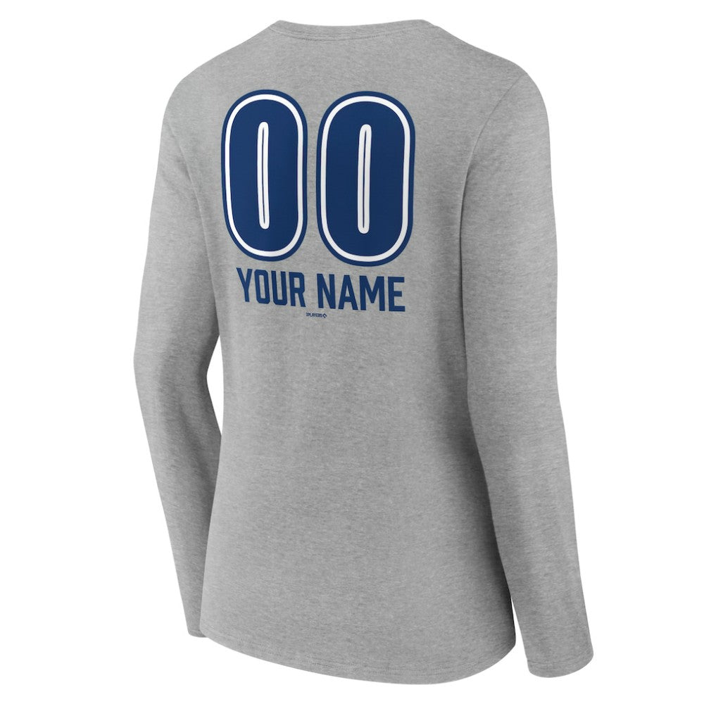 Los Angeles Dodgers Women's Personalized Name & Number Fastball Long Sleeve V-Neck T-Shirt - MLB T-shirts