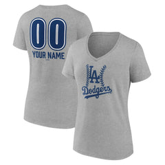 Los Angeles Dodgers Women's Personalized Name & Number Fastball V-Neck T-Shirt - MLB T-shirts