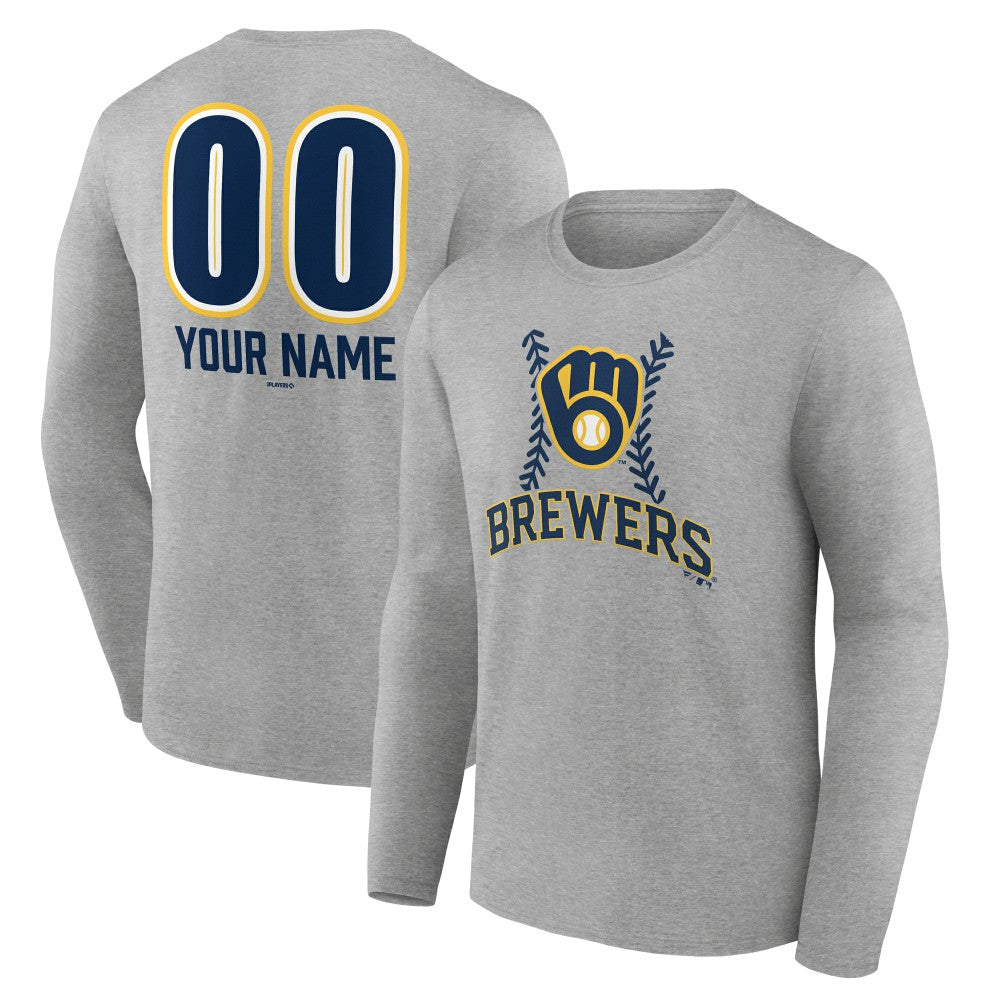 Milwaukee Brewers Personalized Name & Number Fastball Long Sleeve T-Shirt - MLB T-shirts