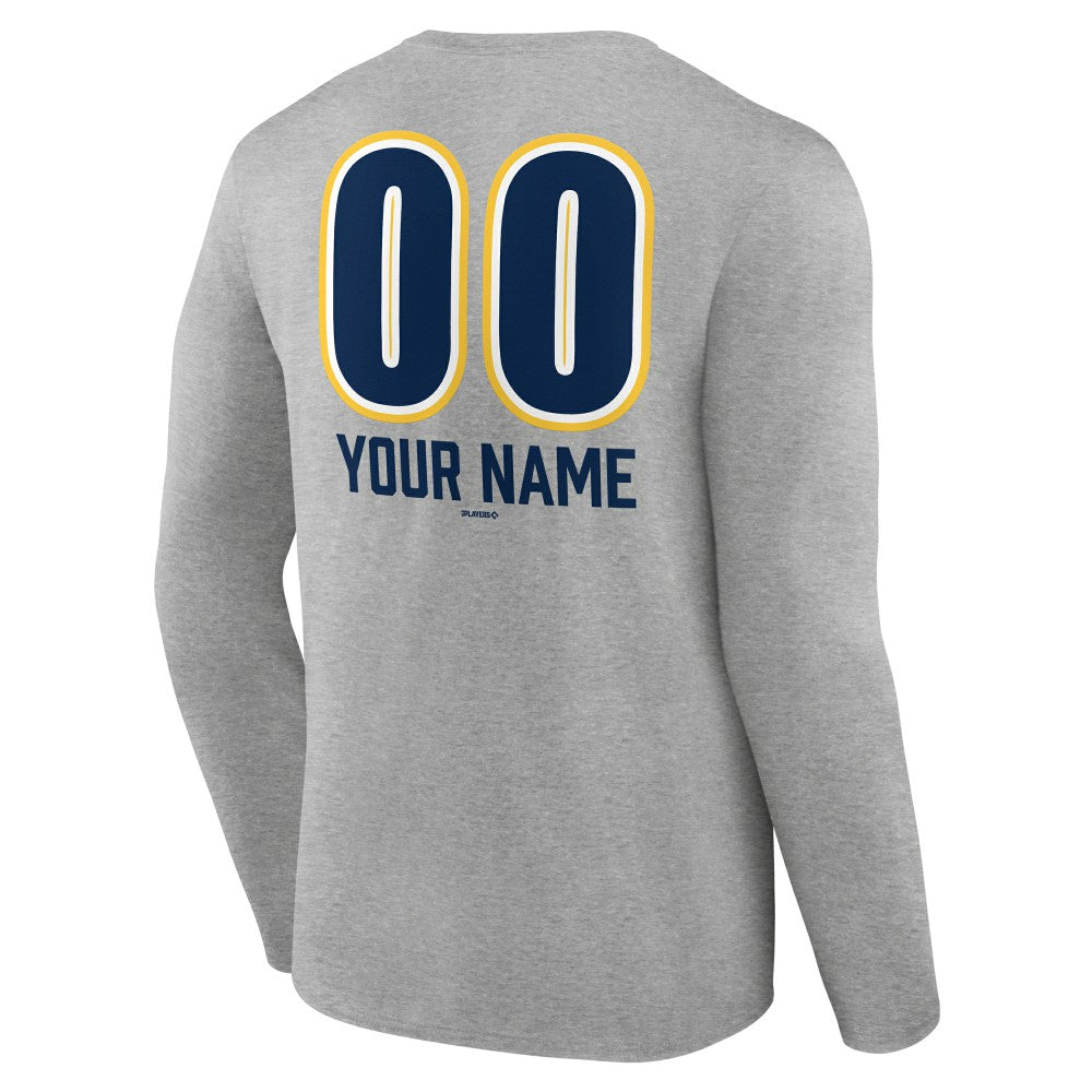 Milwaukee Brewers Personalized Name & Number Fastball Long Sleeve T-Shirt - MLB T-shirts