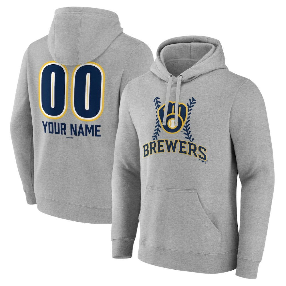 Milwaukee Brewers Personalized Name & Number Fastball Pullover Hoodie - MLB Hoodies