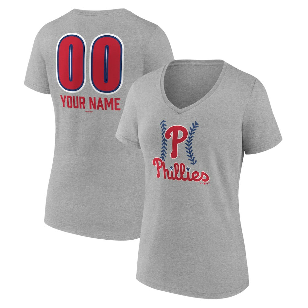 Philadelphia Phillies Women's Personalized Name & Number Fastball V-Neck T-Shirt - MLB T-shirts
