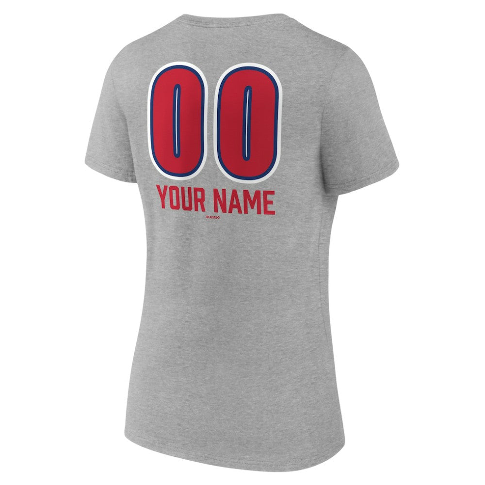 Philadelphia Phillies Women's Personalized Name & Number Fastball V-Neck T-Shirt - MLB T-shirts