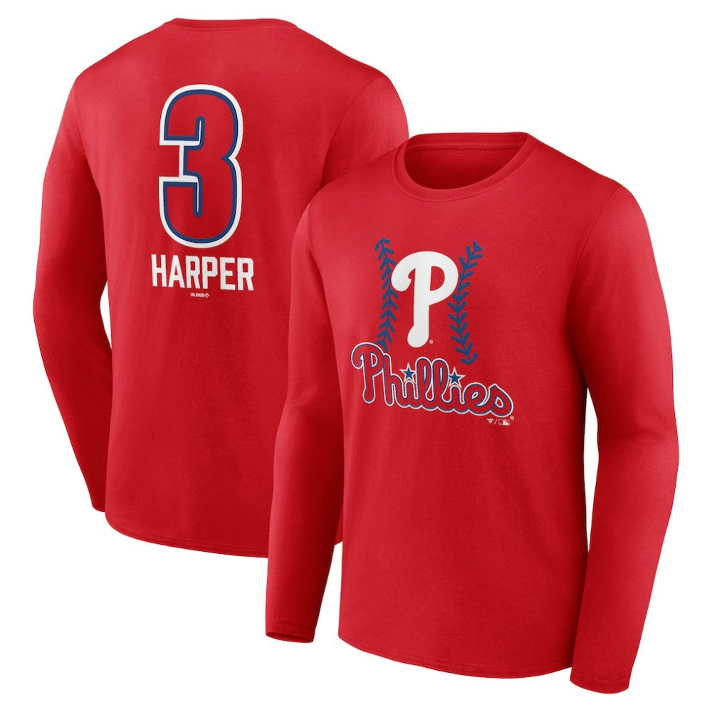 Bryce Harper Philadelphia Phillies Fastball Player Name & Number Long Sleeve T-Shirt - MLB T-shirts
