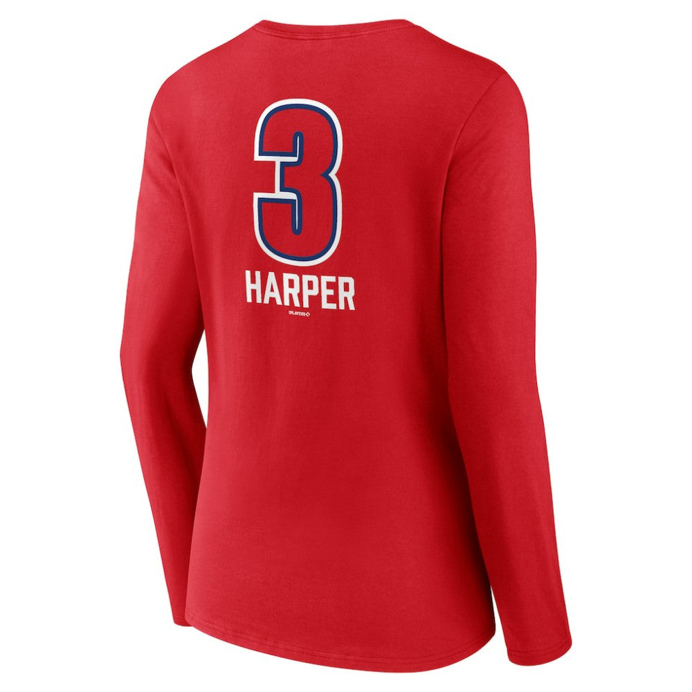 Bryce Harper Philadelphia Phillies Women's Fastball Player Name & Number Long Sleeve V-Neck T-Shirt - MLB T-shirts