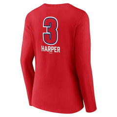 Bryce Harper Philadelphia Phillies Women's Fastball Player Name & Number Long Sleeve V-Neck T-Shirt - MLB T-shirts