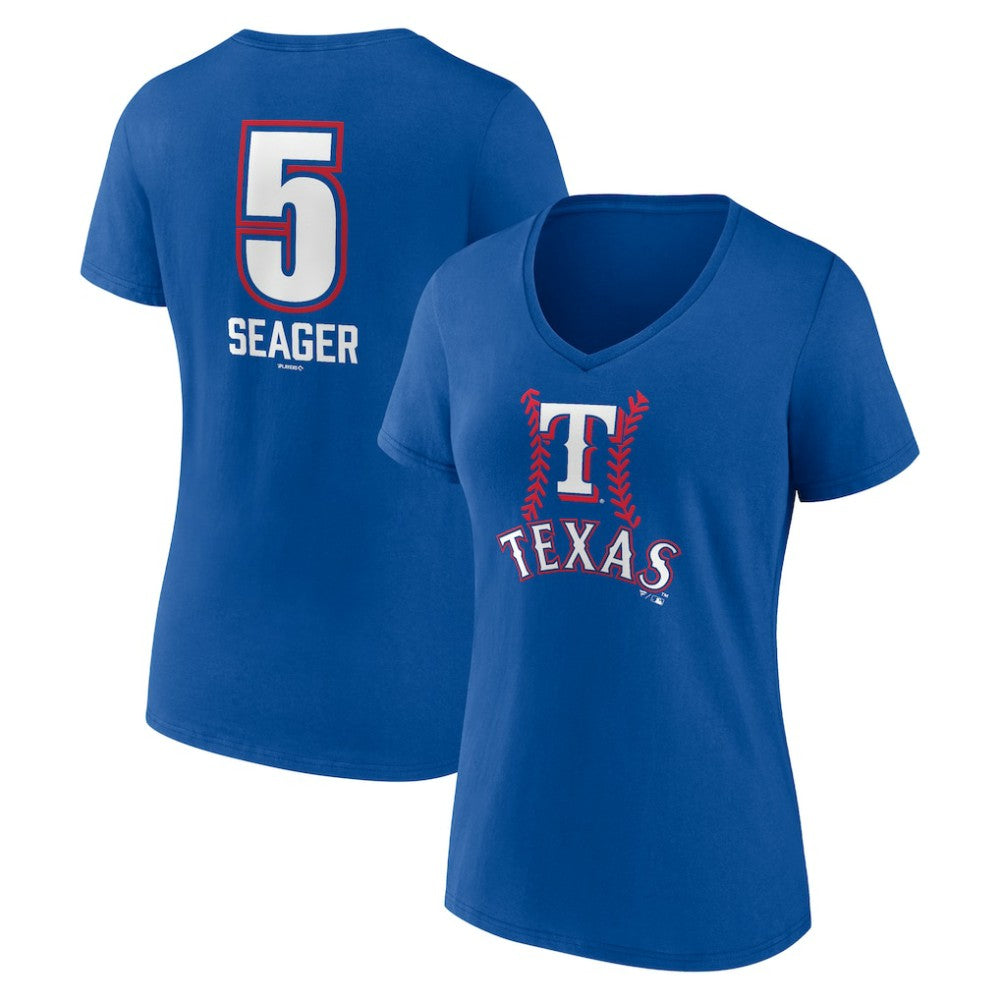 Corey Seager Texas Rangers Women's Fastball Player Name & Number V-Neck T-Shirt - MLB T-shirts