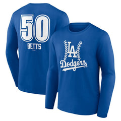 Mookie Betts Los Angeles Dodgers Fastball Player Name & Number Long Sleeve T-Shirt - MLB T-shirts