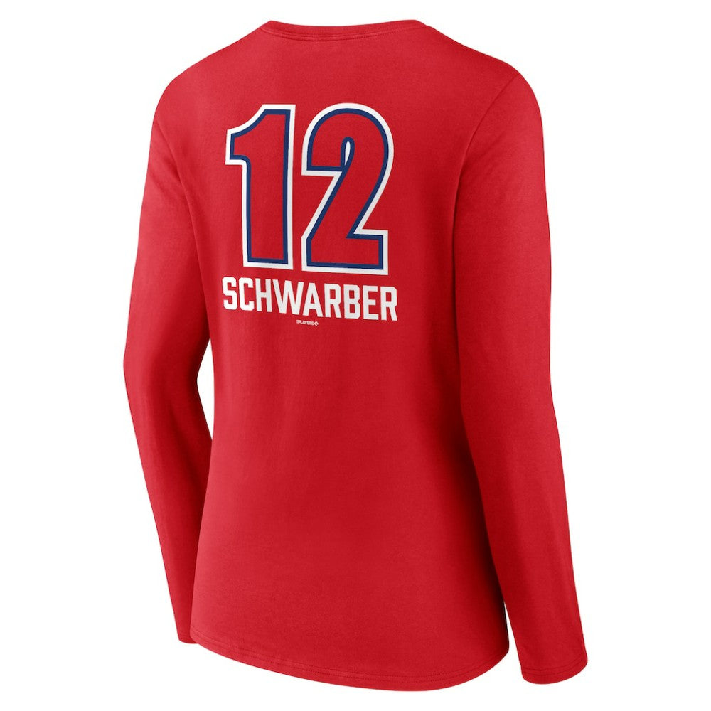Kyle Schwarber Philadelphia Phillies Women's Fastball Player Name & Number Long Sleeve V-Neck T-Shirt - MLB T-shirts