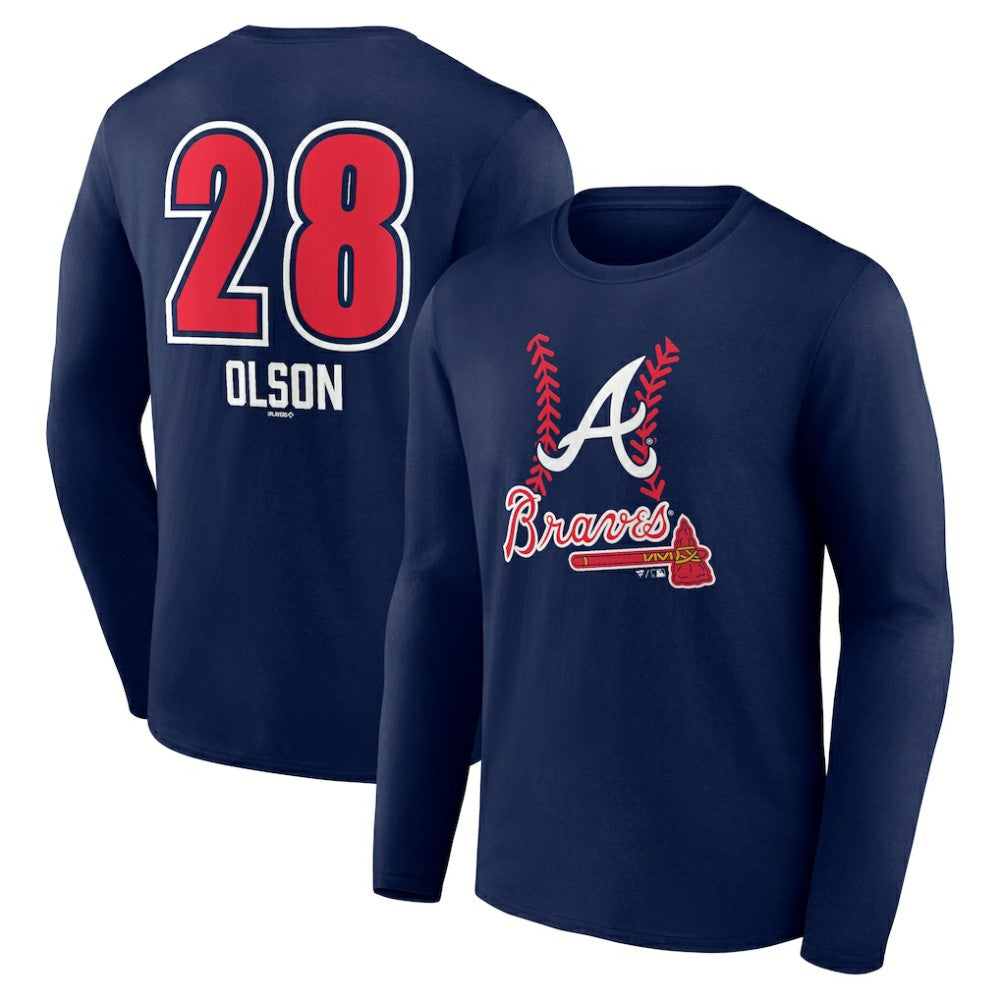Matt Olson Atlanta Braves Fastball Player Name & Number Long Sleeve T-Shirt - MLB T-shirts