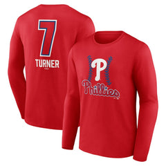 Trea Turner Philadelphia Phillies Fastball Player Name & Number Long Sleeve T-Shirt - MLB T-shirts