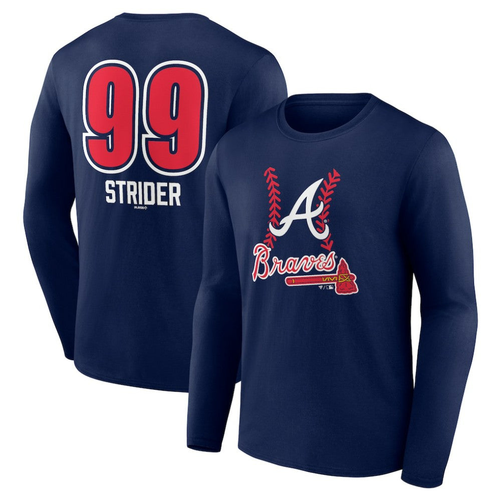Spencer Strider Atlanta Braves Fastball Player Name & Number Long Sleeve T-Shirt - MLB T-shirts