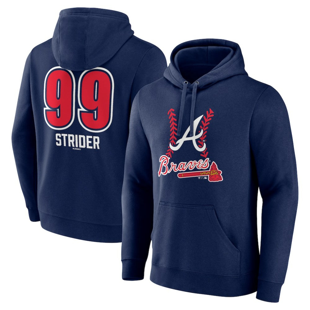 Spencer Strider Atlanta Braves Fastball Player Name & Number Pullover Hoodie - MLB Hoodies