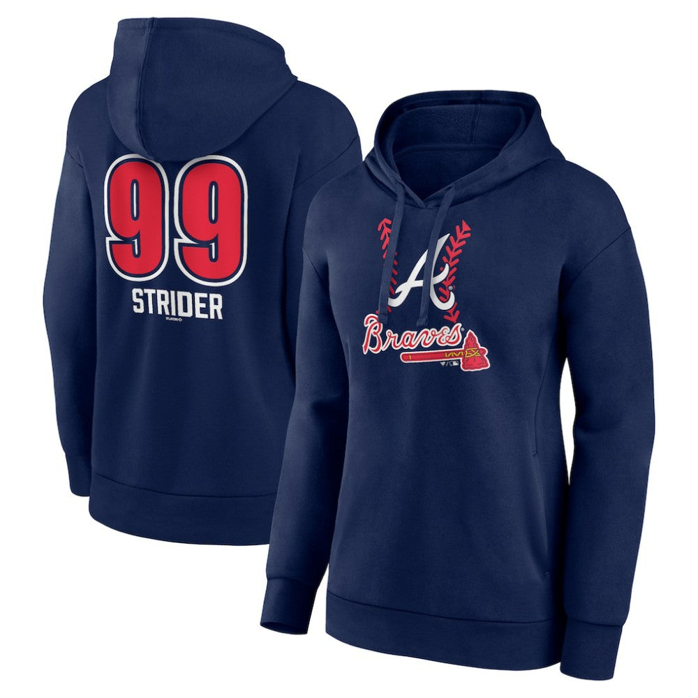 Spencer Strider Atlanta Braves Women's Fastball Player Name & Number Pullover Hoodie - MLB Hoodies