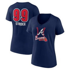 Spencer Strider Atlanta Braves Women's Fastball Player Name & Number V-Neck T-Shirt - MLB T-shirts