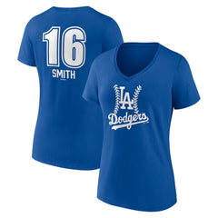 Will Smith Los Angeles Dodgers Women's Fastball Player Name & Number V-Neck T-Shirt - MLB T-shirts