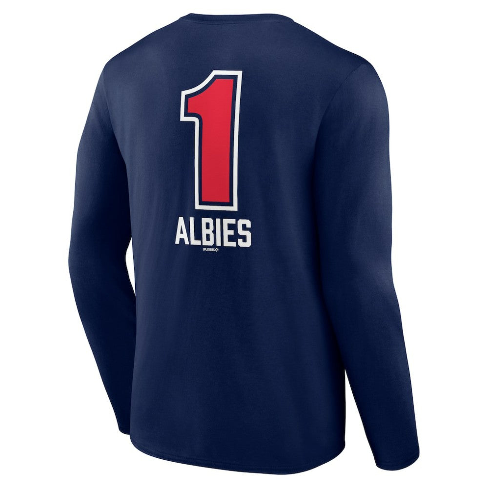 Ozzie Albies Atlanta Braves Fastball Player Name & Number Long Sleeve T-Shirt - MLB T-shirts
