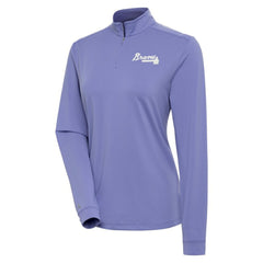 Atlanta Braves Antigua Women's Finish Quarter-Zip Pullover Top - MLB Pullover