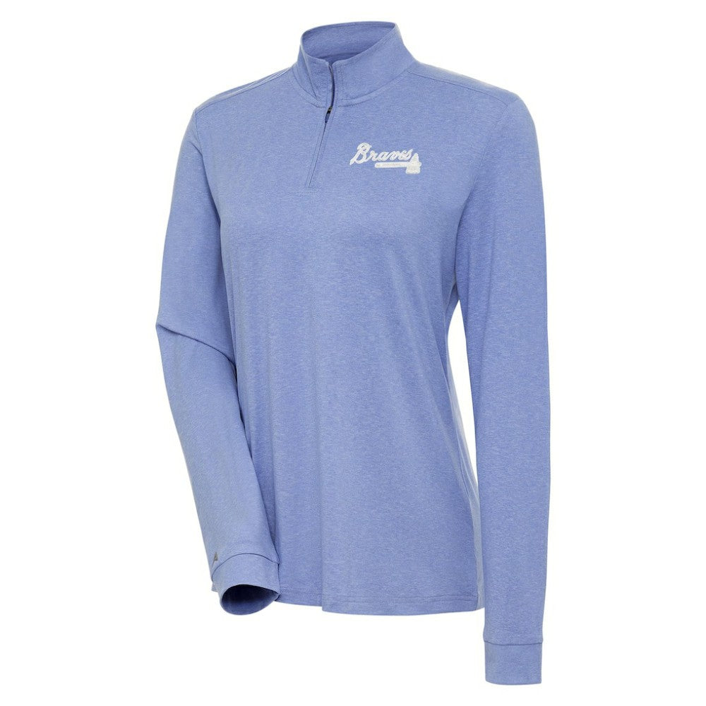 Atlanta Braves Antigua Women's Mentor Quarter-Zip Pullover Top - MLB Pullover