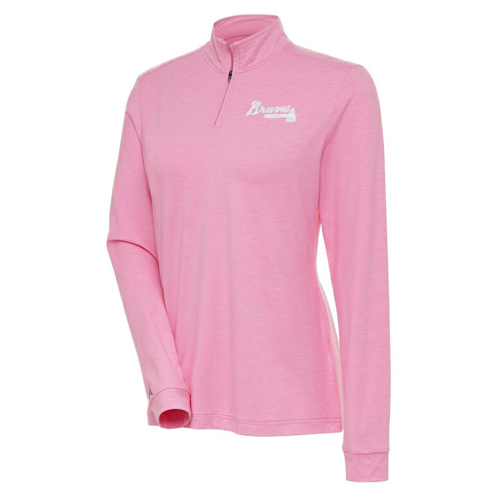 Atlanta Braves Antigua Women's Mentor Quarter-Zip Pullover Top - MLB Pullover