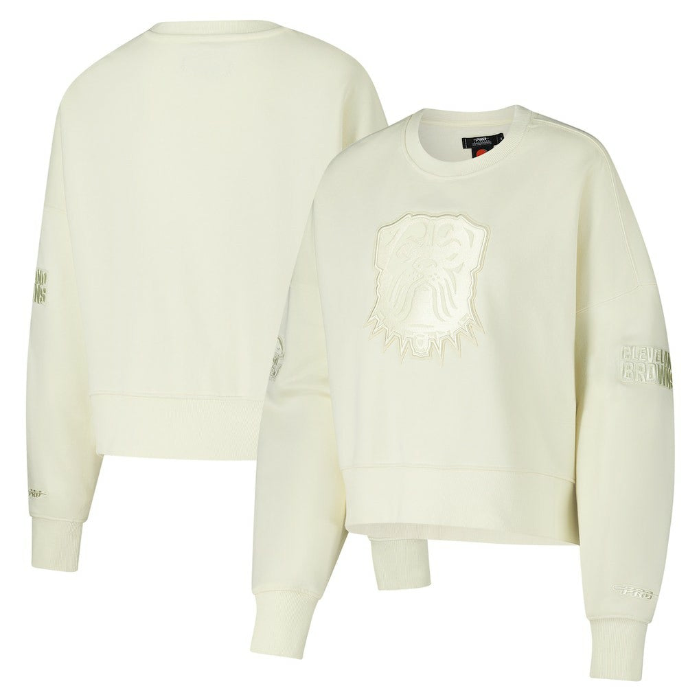 Cleveland Browns Pro Standard Triple Tonal Cropped Fleece Pullover Sweatshirt | NFL US