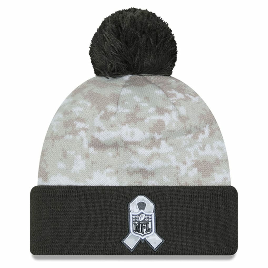 Las Vegas Raiders 2024 Salute To Service Digital Camo Cuffed Knit Hat with Pom | NFL Online