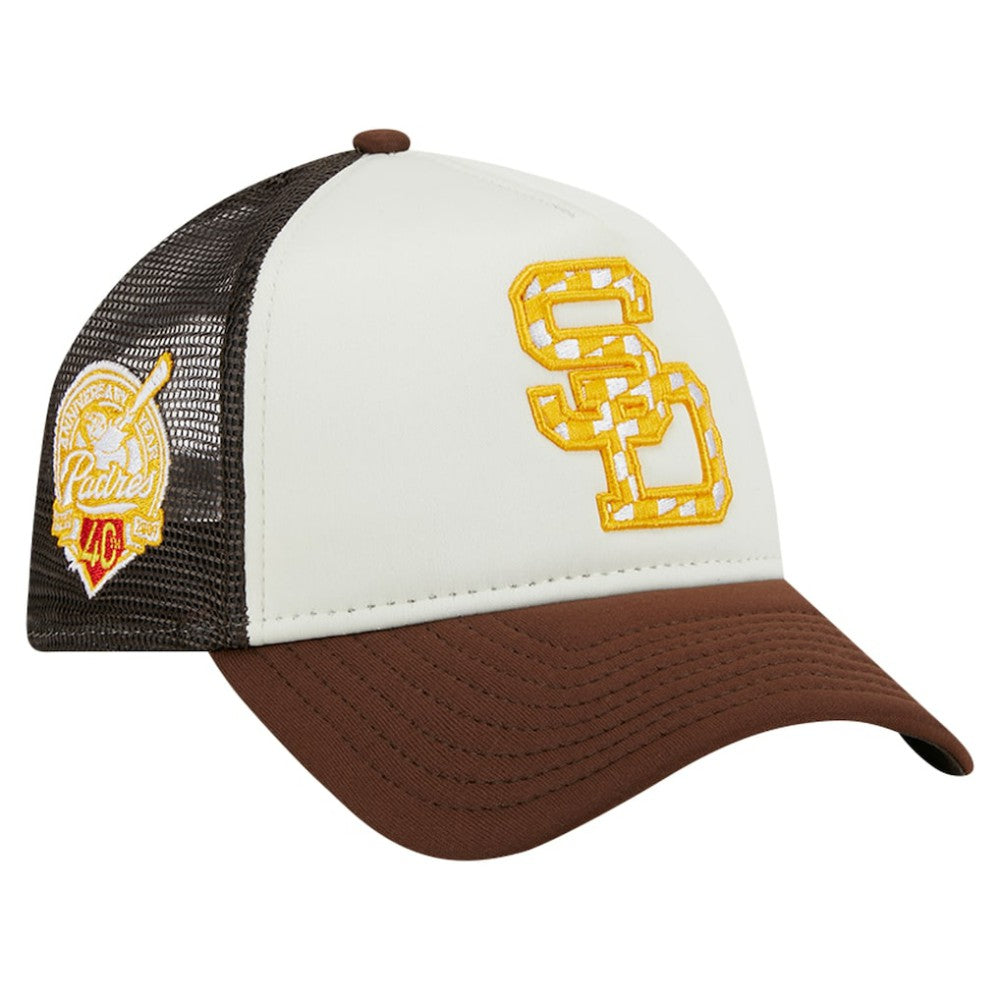 San Diego Padres New Era Checkered Flag A-Frame Trucker 9FORTY Adjustable Hat - MLB Hats