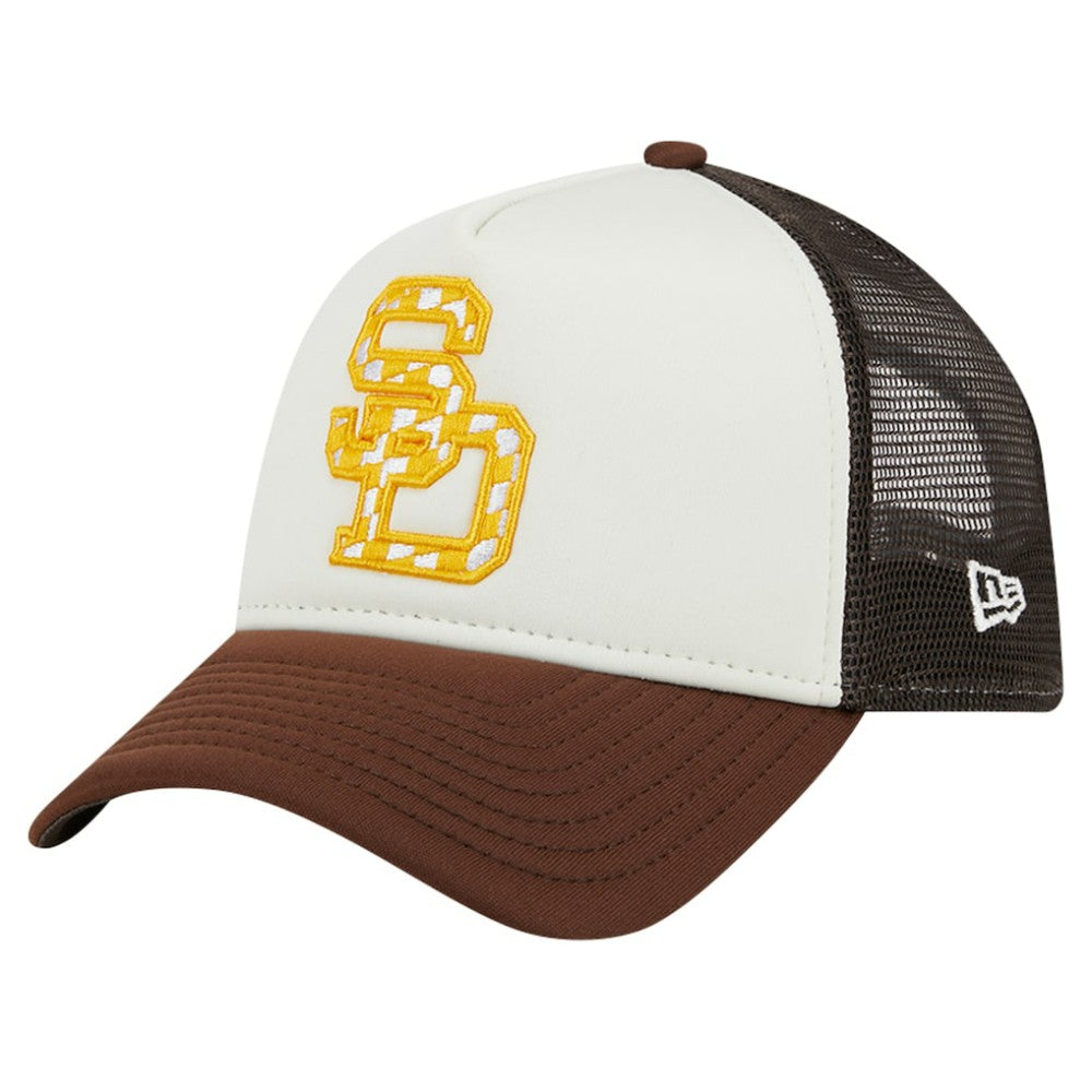 San Diego Padres New Era Checkered Flag A-Frame Trucker 9FORTY Adjustable Hat - MLB Hats