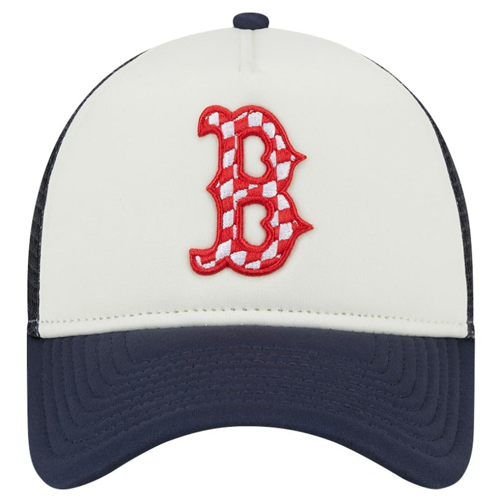 Boston Red Sox New Era Checkered Flag A-Frame Trucker 9FORTY Adjustable Hat - MLB Hats