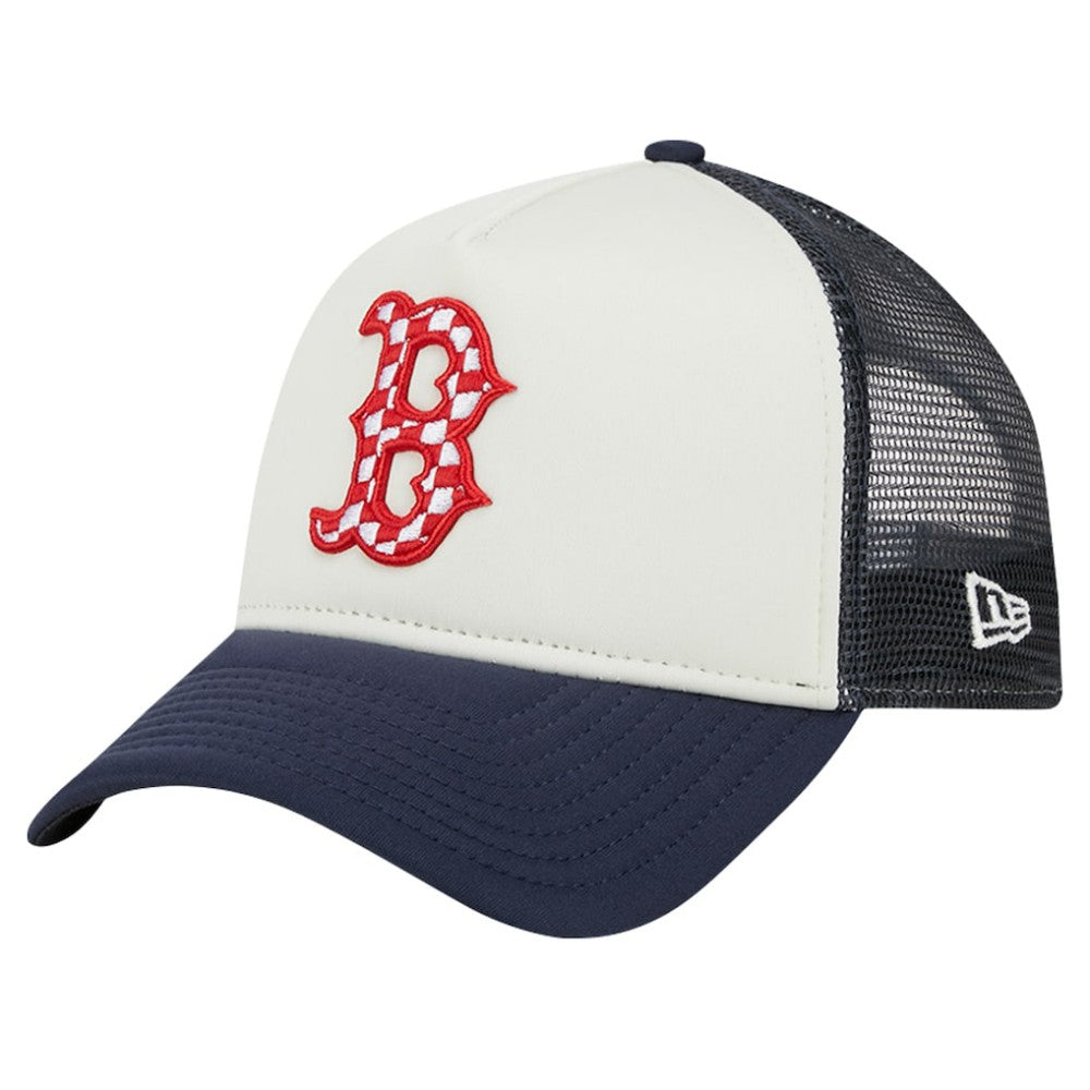 Boston Red Sox New Era Checkered Flag A-Frame Trucker 9FORTY Adjustable Hat - MLB Hats