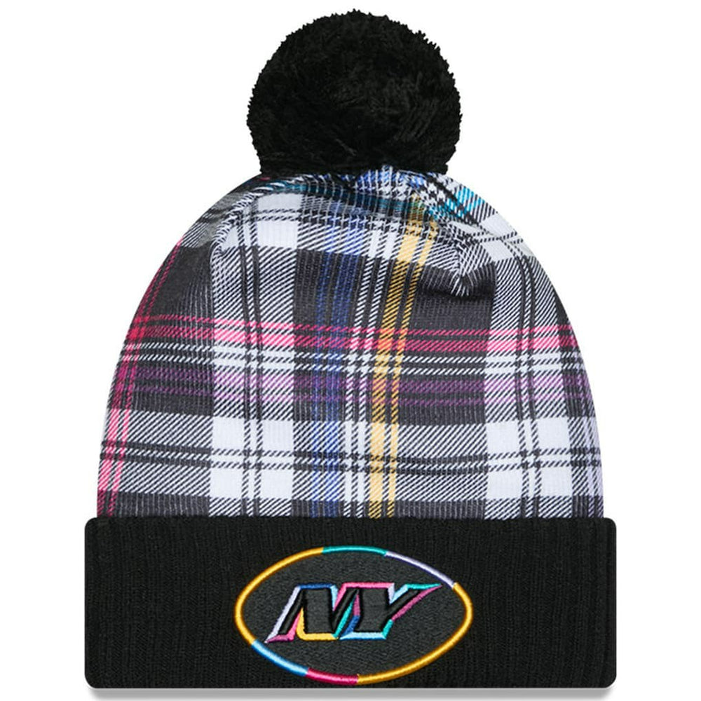 New York Jets Youth 2024 NFL Crucial Catch Plaid Cuffed Pom Knit Hat | NFL Online