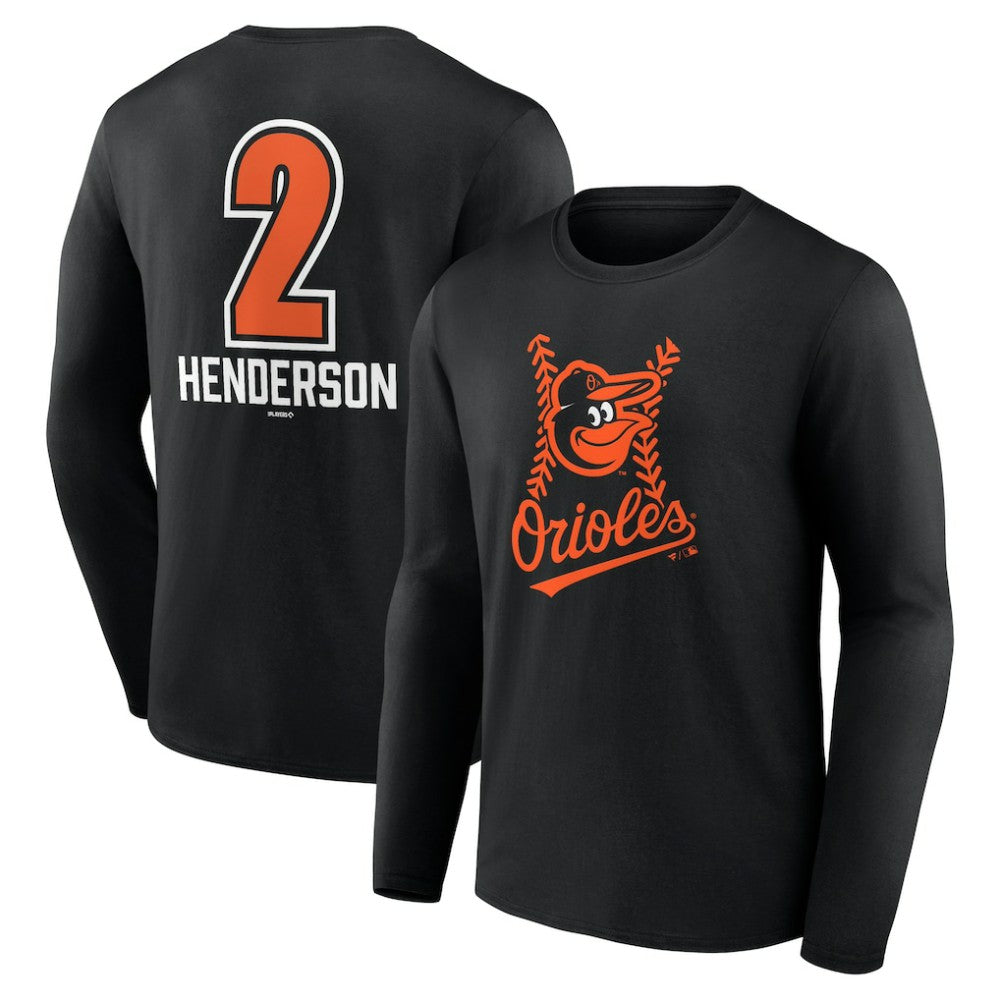 Gunnar Henderson Baltimore Orioles Fastball Player Name & Number Long Sleeve T-Shirt - MLB T-shirts