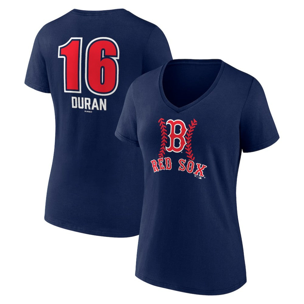 Jarren Duran Boston Red Sox Women's Fastball Player Name & Number V-Neck T-Shirt - MLB T-shirts