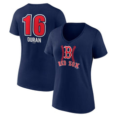 Jarren Duran Boston Red Sox Women's Fastball Player Name & Number V-Neck T-Shirt - MLB T-shirts