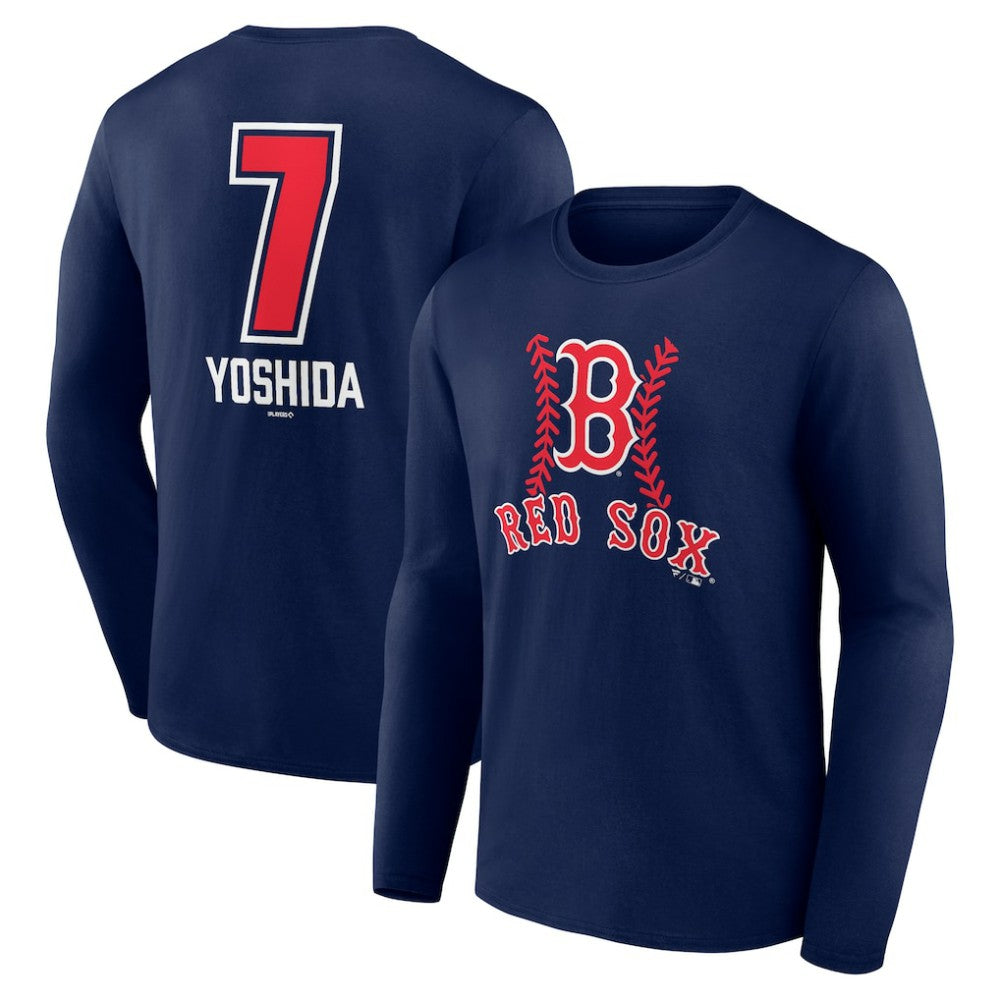 Masataka Yoshida Boston Red Sox Fastball Player Name & Number Long Sleeve T-Shirt - MLB T-shirts
