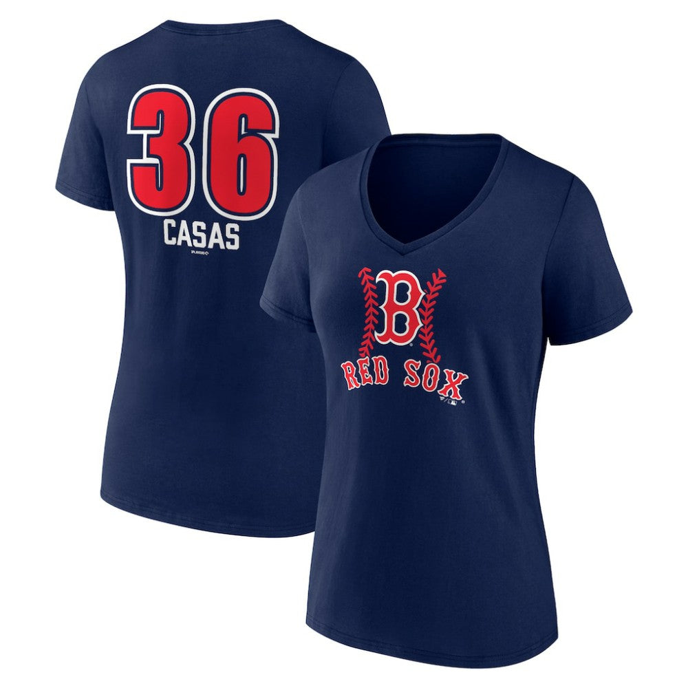 Triston Casas Boston Red Sox Women's Fastball Player Name & Number V-Neck T-Shirt - MLB T-shirts