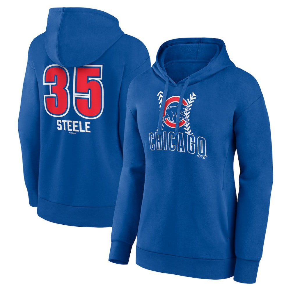 Justin Steele Chicago Cubs Women's Fastball Player Name & Number Pullover Hoodie - MLB Hoodies