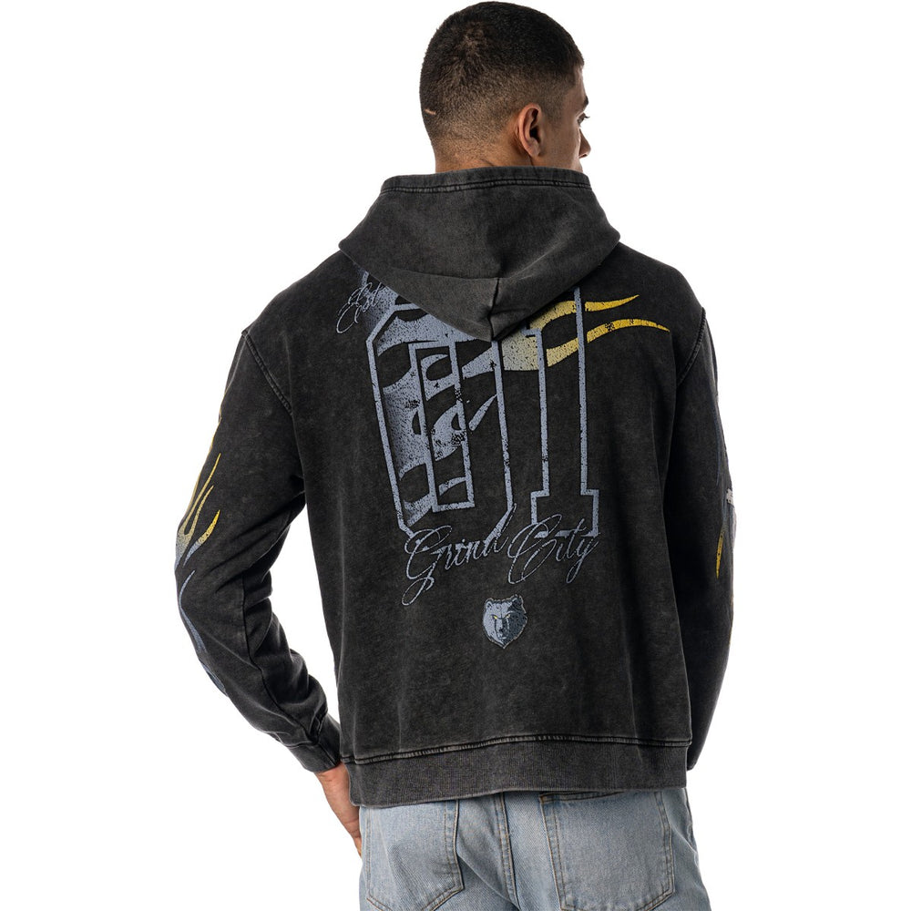 Black Memphis Grizzlies The Wild Collective Unisex Acid Wash Flame Pullover Hoodie | NBA