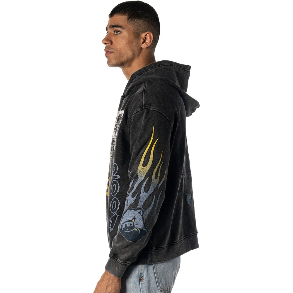Black Memphis Grizzlies The Wild Collective Unisex Acid Wash Flame Pullover Hoodie | NBA