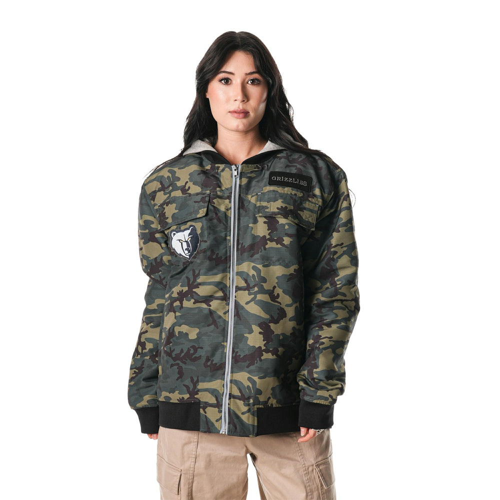 Camo Memphis Grizzlies The Wild Collective Unisex Full-Zip Hoodie Bomber Jacket | NBA