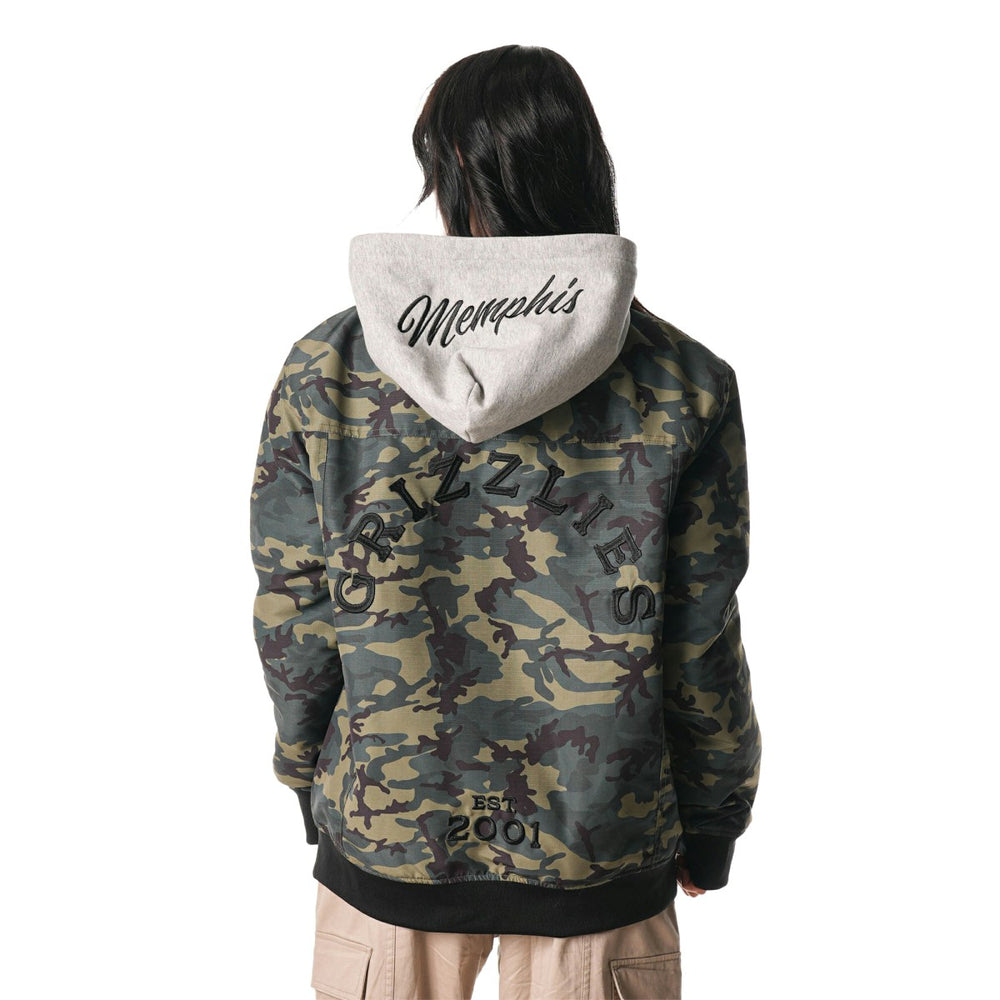 Camo Memphis Grizzlies The Wild Collective Unisex Full-Zip Hoodie Bomber Jacket | NBA