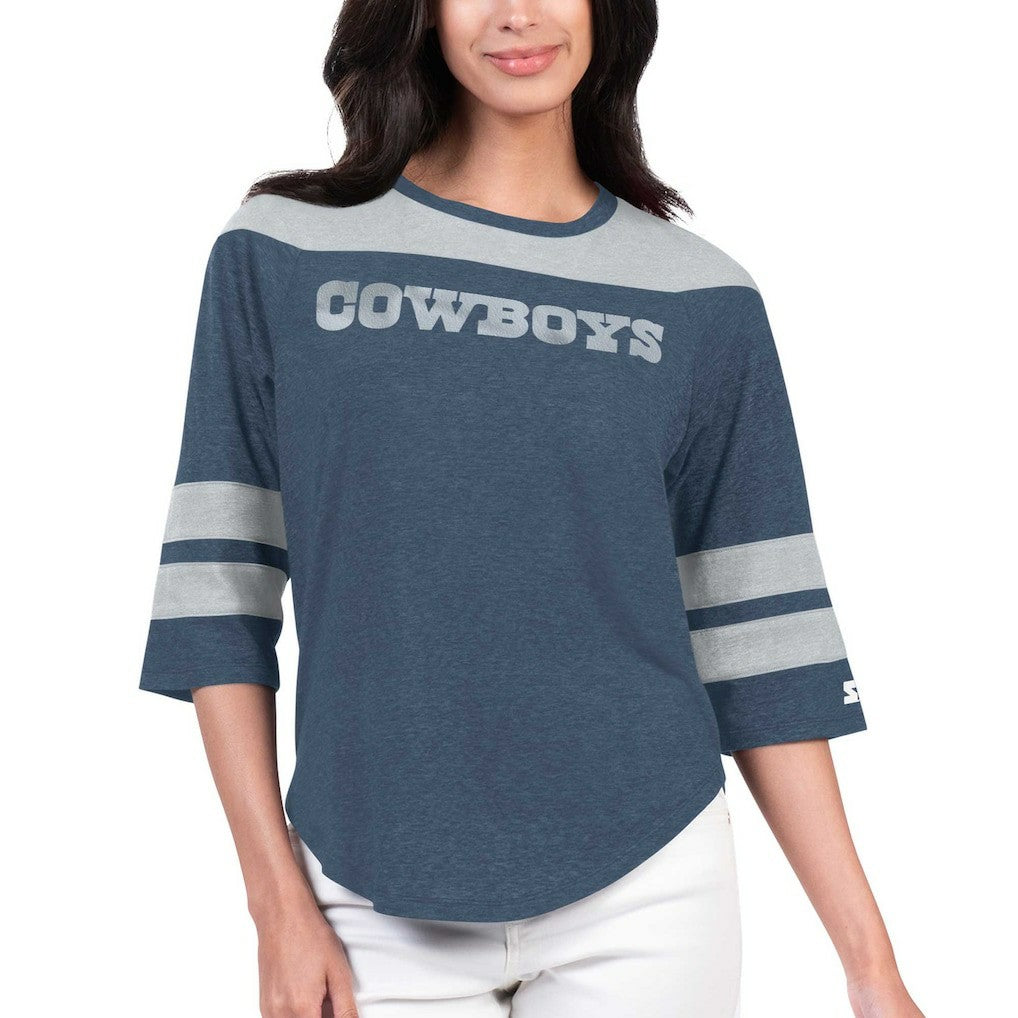 Dallas Cowboys Starter Women's Fullback Tri-Blend 3/4-Sleeve T-Shirt | NFL Outlet