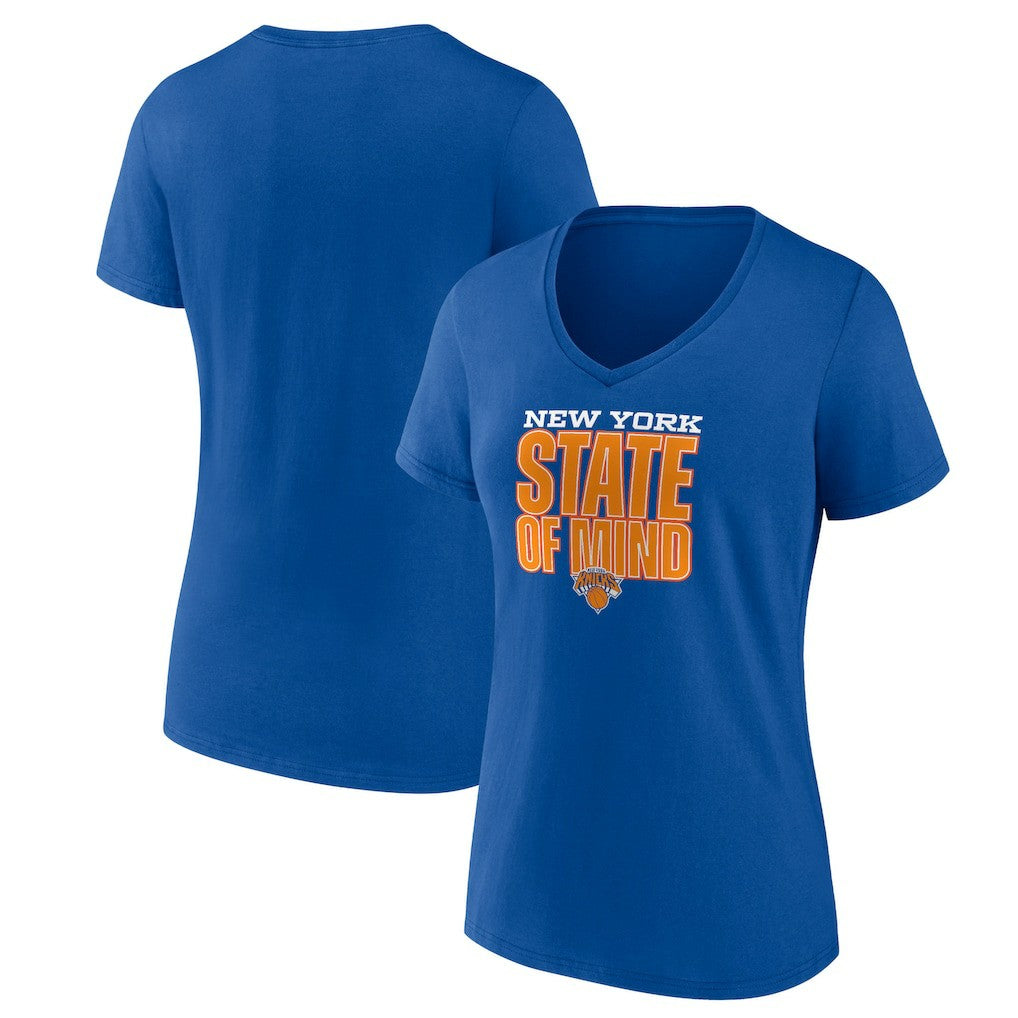 Blue New York Knicks Pick & Roll Coverage V-Neck T-Shirt | NBA
