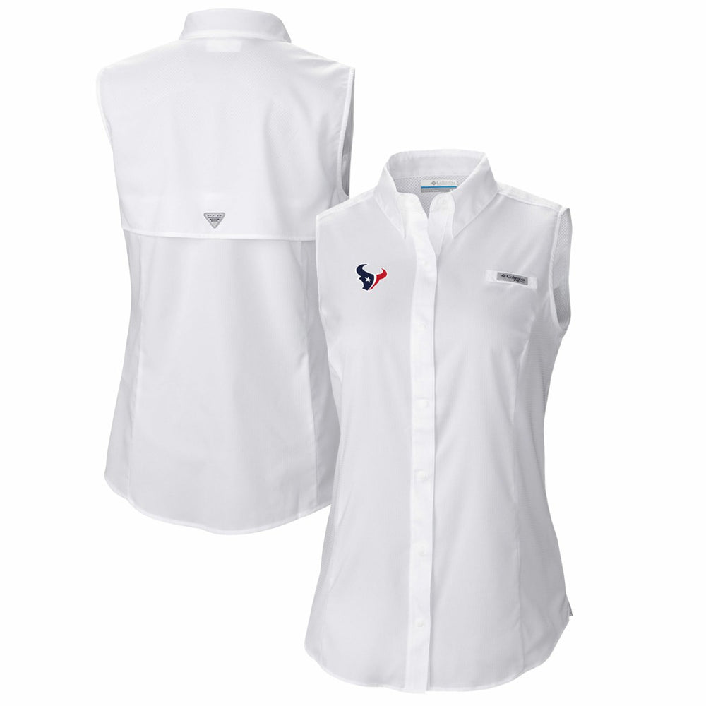 Houston Texans Women's PFG Tamiami Omni-Shade Sleeveless Button-Up Shirt | NFL Discount